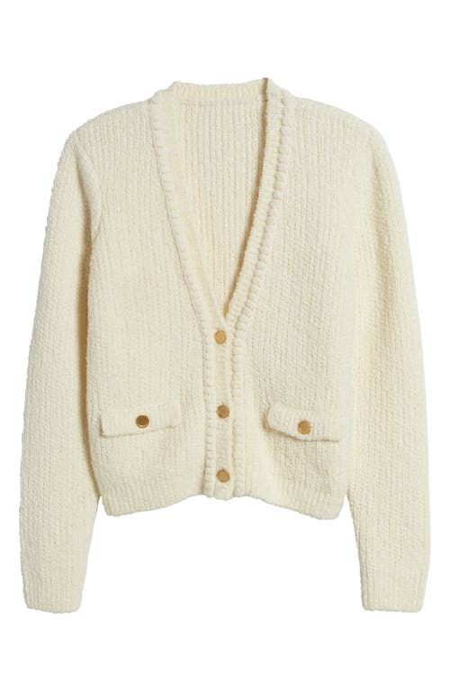 Frame Double Pocket Cropped Cardi Cream Wool In Cream