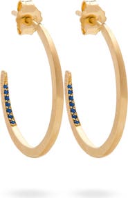 Eloise Jewelry Crescent Moon Hoops Natural Gemstones. Handmade in Italy