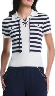 Laundry by Shelli Segal Tie Front Short Sleeve Top