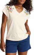 Tommy Bahama Ocean Petals Embroidered V Neck T-Shirt