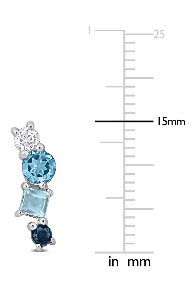 Mixed Cut Swiss London Blue Topaz, Sky Blue Topaz & White Sapphire Stud Earrings, Alternate, color, BLUE