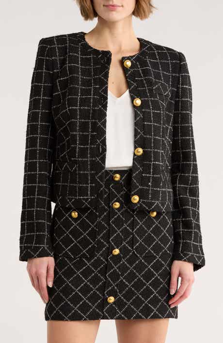 Ted Baker Viv Crewneck Tweed Crop Jacket