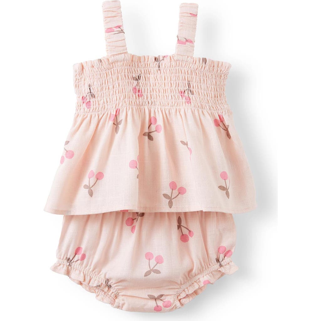 Shop Cotton On Kids Gigi Shirred Top And Bloomer Set In Pink Pearl Summer Cherries