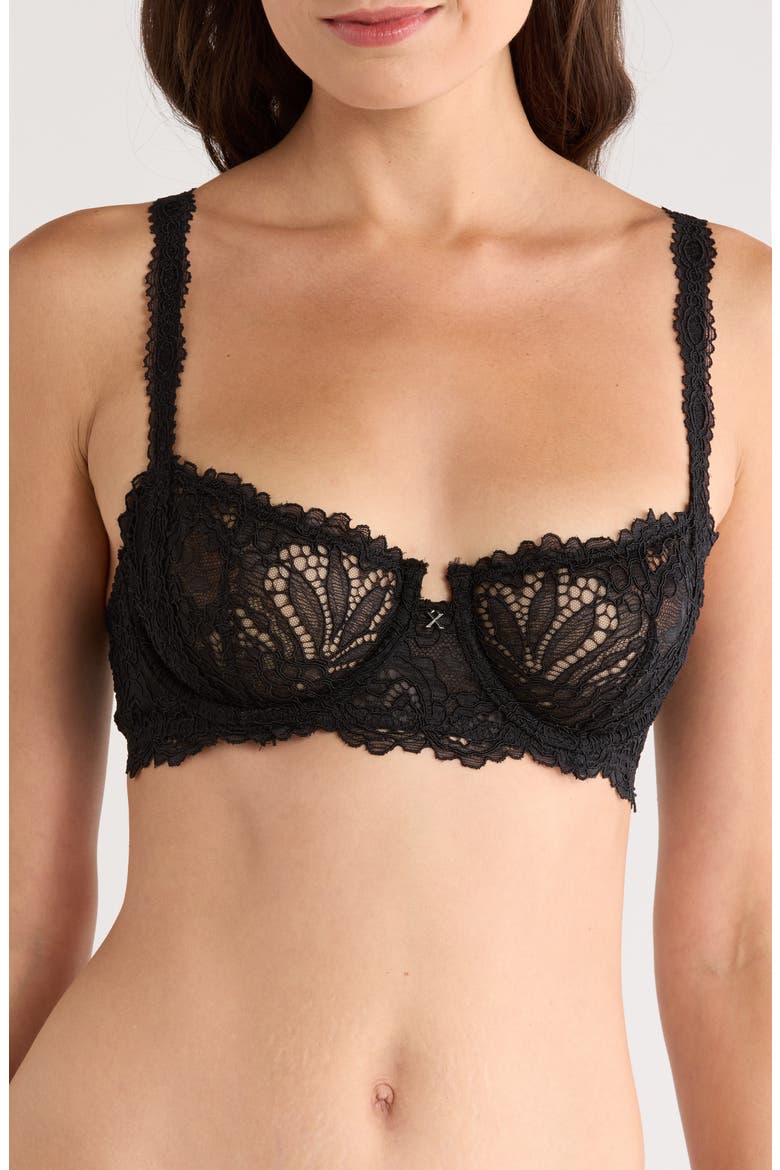 Romantic Corded Lace Unlined Underwire Bra, Main, color, BLACK CAVIAR