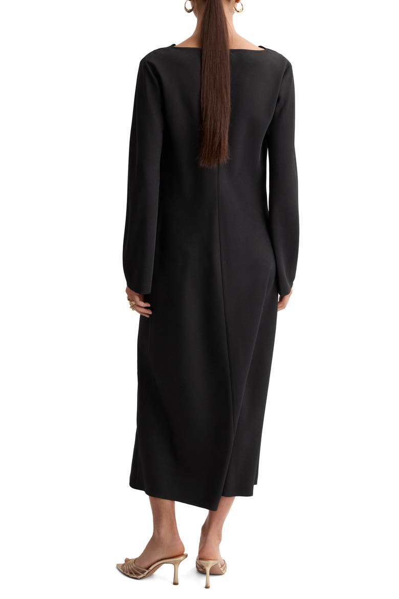Cowl Neck Long Sleeve Dress, Alternate, color, BLACK