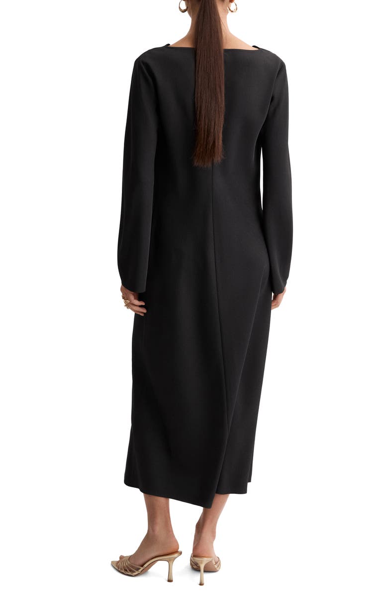 MANGO Cowl Neck Long Sleeve Dress, Alternate, color, Black
