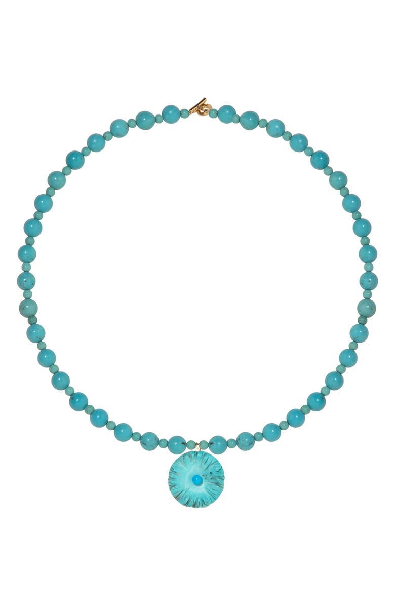 Jennifer Behr Chandra Turquoise Flower Pendant Necklace, Main, color, Turquoise