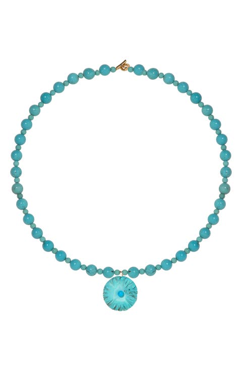 Chandra Turquoise Flower Pendant Necklace