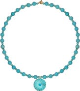 Jennifer Behr Chandra Turquoise Flower Pendant Necklace