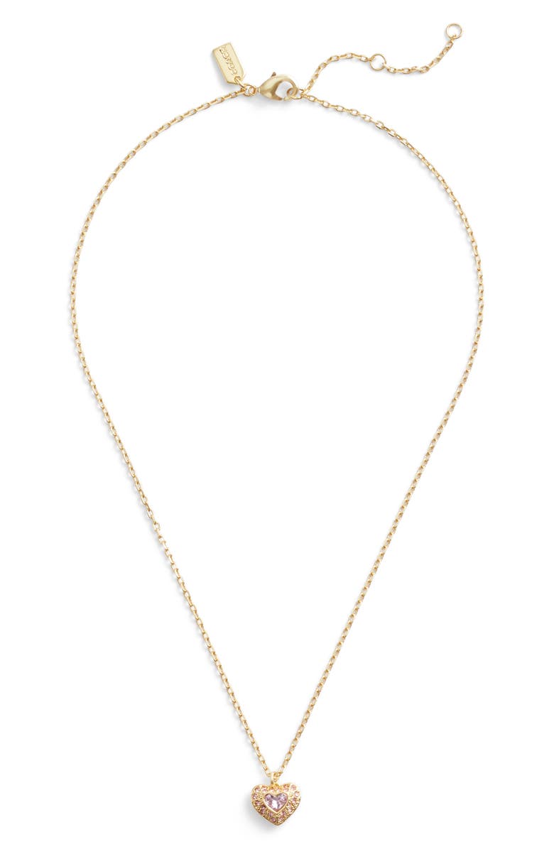 COACH Crystal Heart Pendant Necklace, Main, color, 