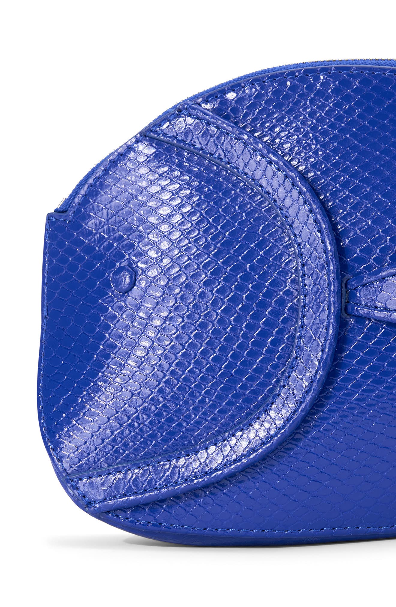 Pesce Lizard Embossed Leather Clutch, Alternate, color, COBALT