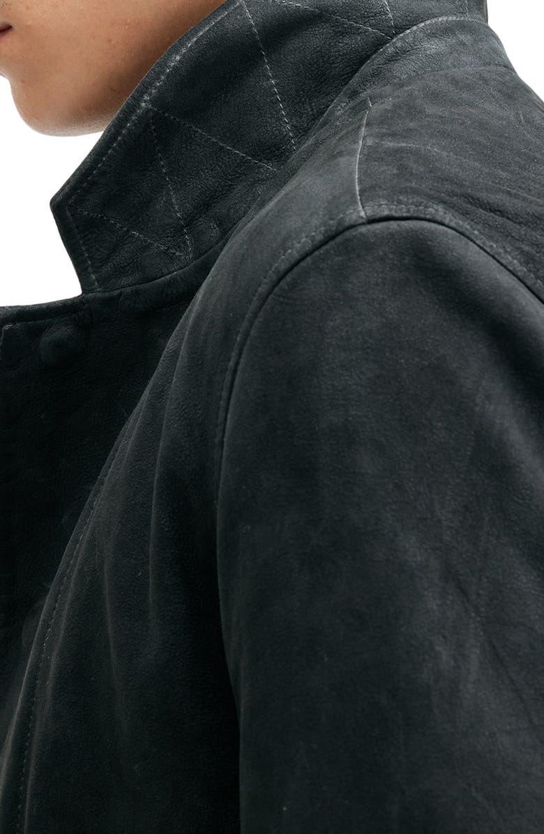 AllSaints Norton Leather Jacket with Removable Hooded Zip Bib, Alternate, color,