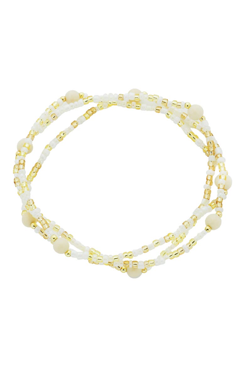 Set of 3 Beaded Stretch Bracelets, Main, color, WHITE
