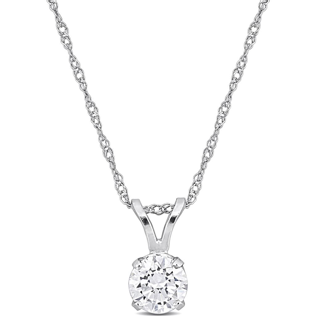 Created Forever Lab-grown Diamond Solitaire Pendant Necklace In Silver