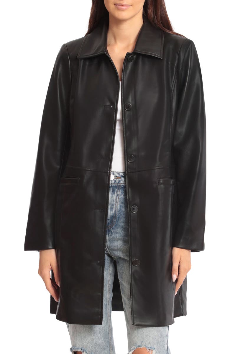 Avec Les Filles Faux Leather Car Coat, Main, color,