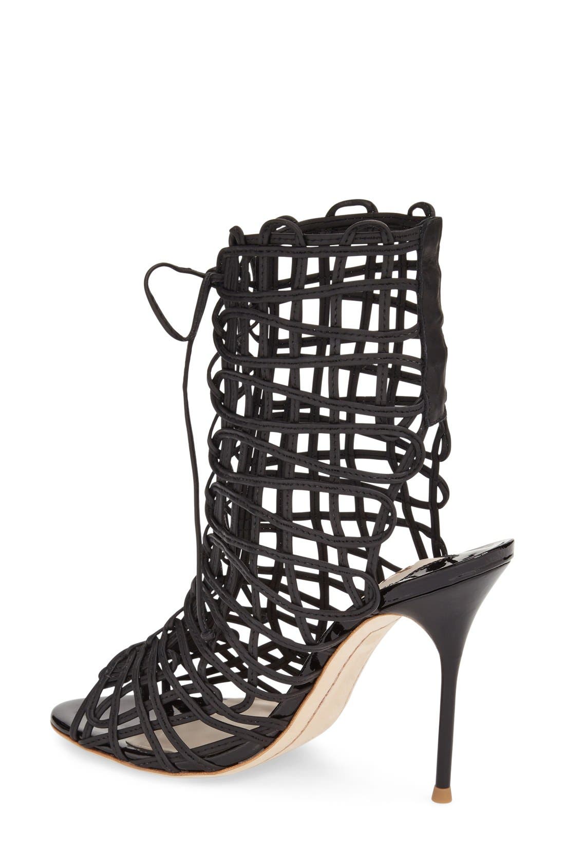 SOPHIA WEBSTER 'Delphine' Metallic Leather Cage Bootie, Alternate, color, 