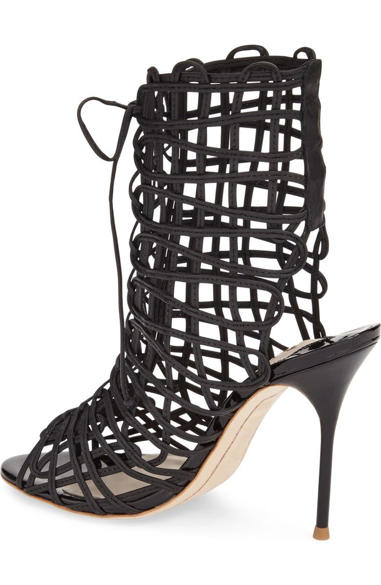 SOPHIA WEBSTER 'Delphine' Metallic Leather Cage Bootie, Alternate, color,