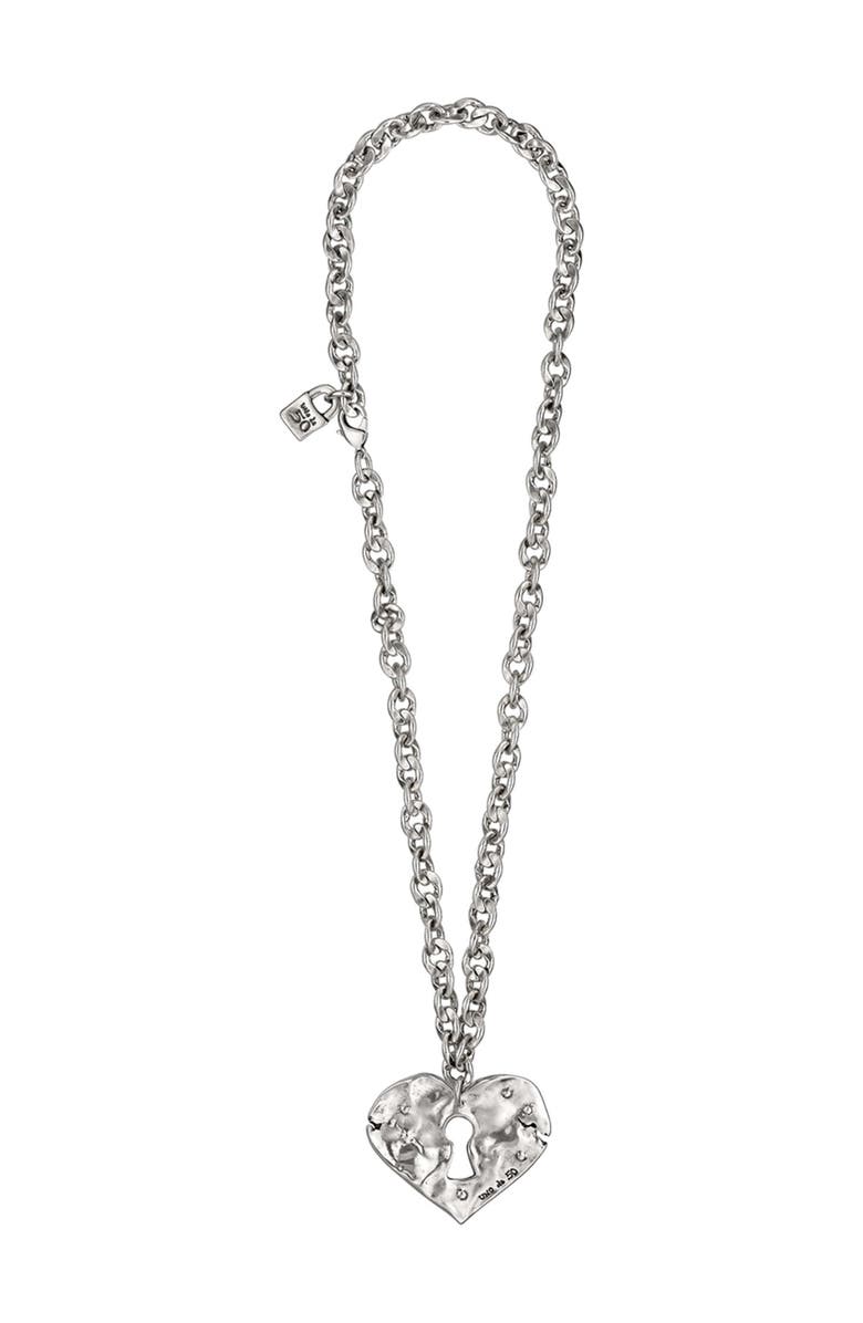 UNODE50 What Do You See Heart Lock Pendant Necklace, Main, color,