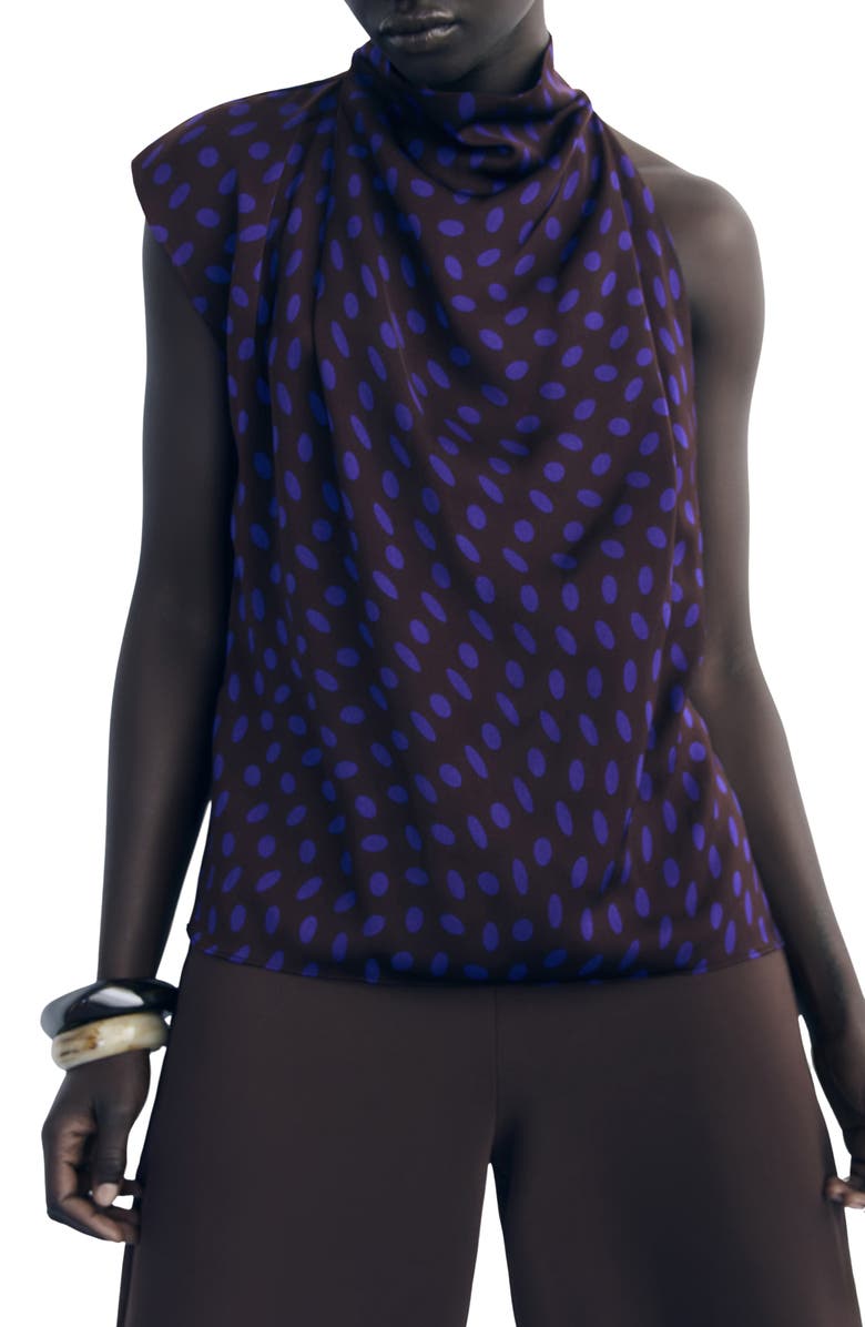 MANGO Drape Asymmetric Top, Main, color, Brown