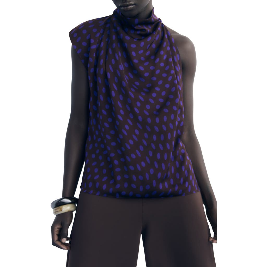 Mango Drape Asymmetric Top In Blue