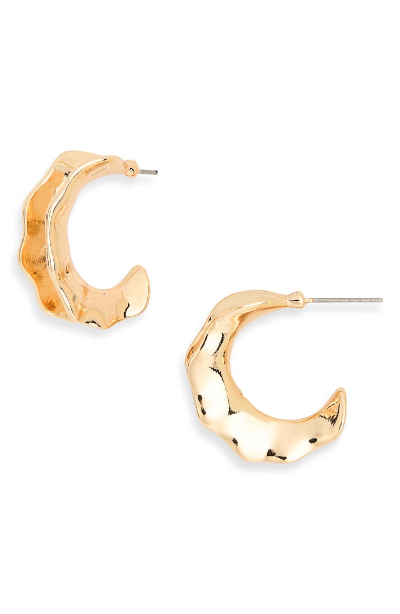 NORDSTROM RACK Molten Hoop Earrings, Main, color, Gold