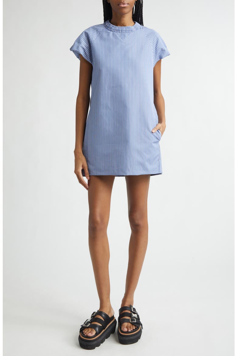 Poplin Sweatshirt Dress, Main, color, BLUE STRIPE
