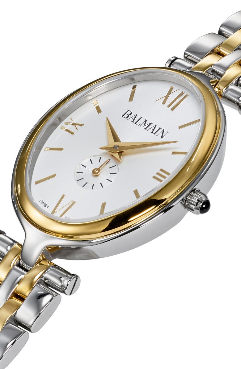 BALMAIN WATCHES Haute Elegance Oval Bracelet Watch, 32mm, Alternate, color, Stainless Steel With Yellow