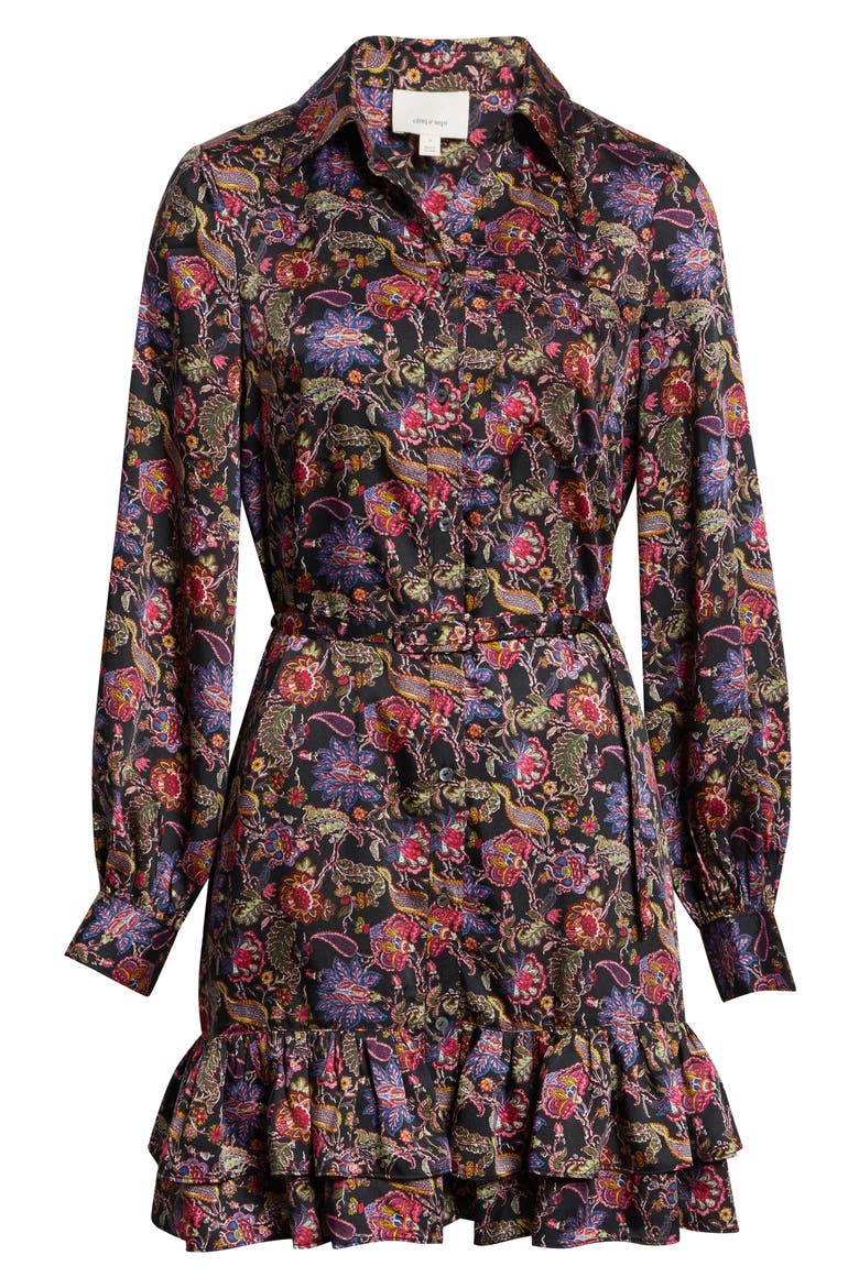 Tirza Paisley Eclipse Long Sleeve Shirtdress, Alternate, color, BLACK MULTI