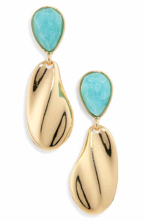 NORDSTROM RACK Semiprecious Stone Molten Teardrop Earrings