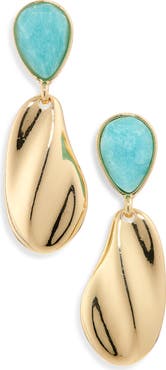 NORDSTROM RACK Semiprecious Stone Molten Teardrop Earrings