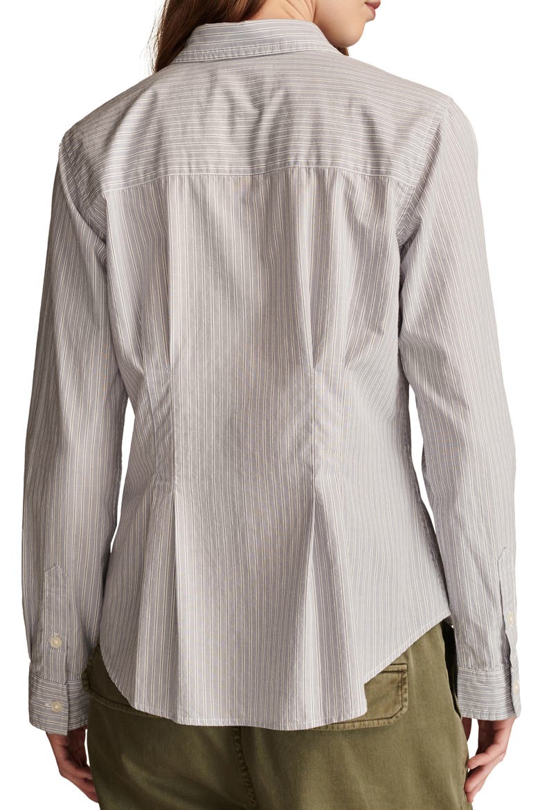 Stripe Cotton Button-Up Peplum Shirt, Alternate, color, BLUE STRIP