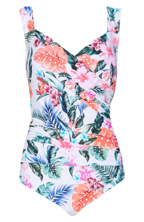 Jantzen Hawaiian Terrace Surplice One-piece Swimsuit In Multi