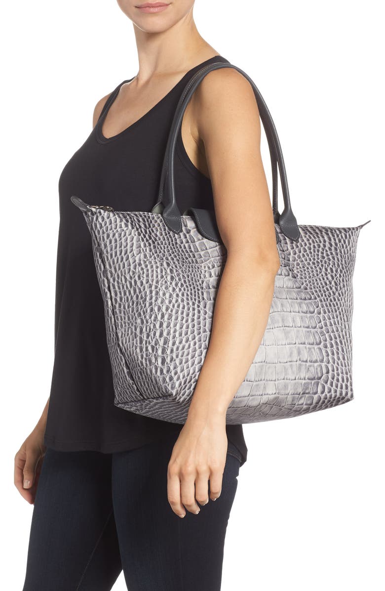 Longchamp Large Le Pliage Croc Print Tote, Alternate, color,