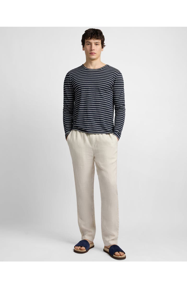 Onia Stretch Linen Jersey Long Sleeve Tee, Alternate, color, Midnight/Egret