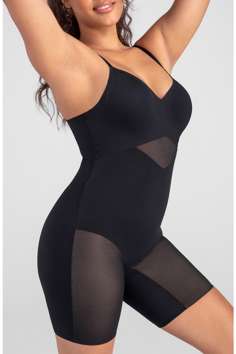 Low Back Mid Thigh Shaper Bodysuit, Alternate, color, RUNWAY