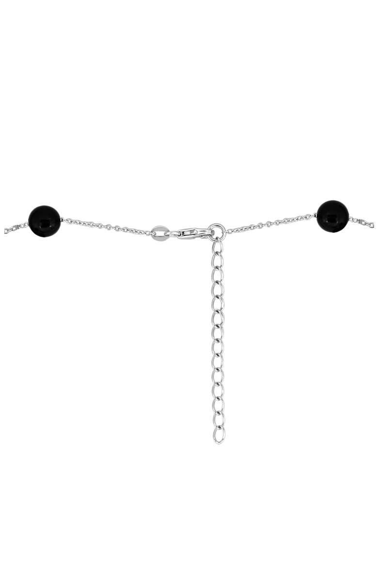 Sterling Silver & Onyx Beaded Necklace, Alternate, color, BLACK