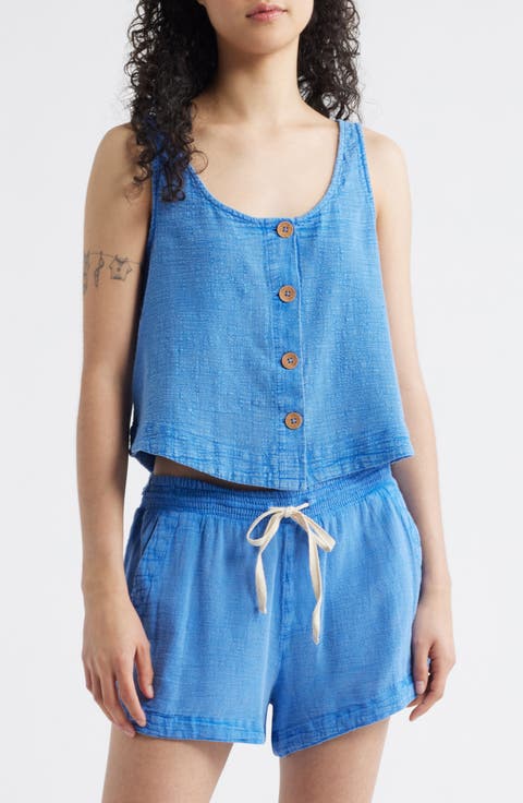 Classic Surf Cotton Crop Button-Up Tank