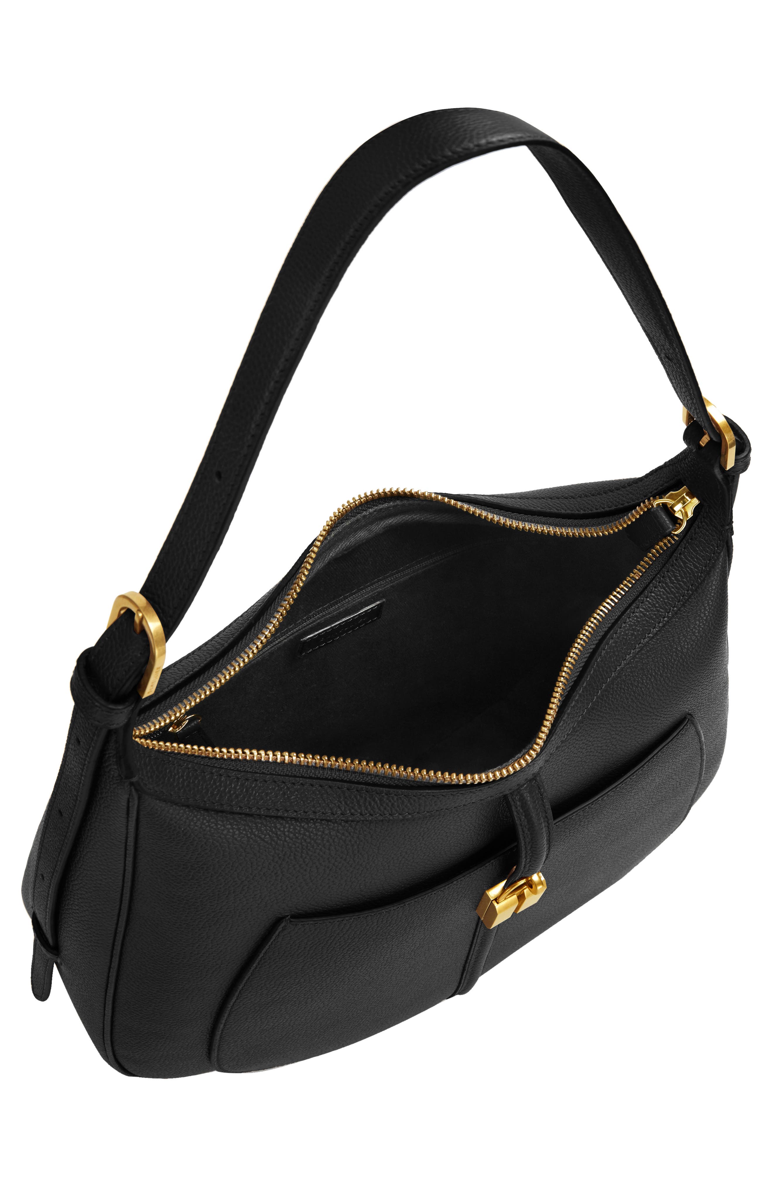 DeMellier Siena Leather Hobo Bag, Alternate, color, Black