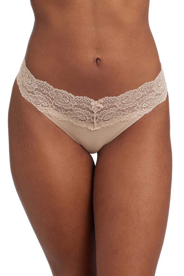 Goddess Lace Trim Thong 2-Pack, Alternate, color, Cashmere/Sparkling Aqua