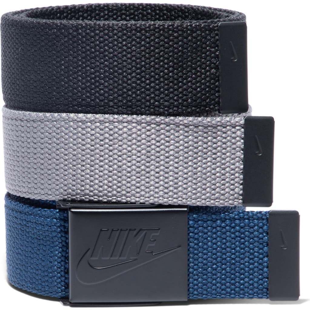 Nike Set Of 3 Webbed Belts In Multi
