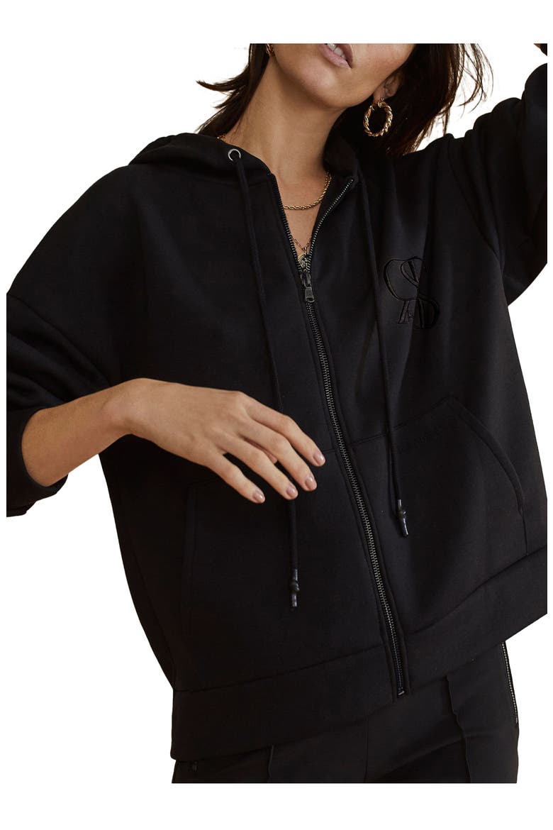 Zip-Up Logo Hoodie, Main, color, BLACK