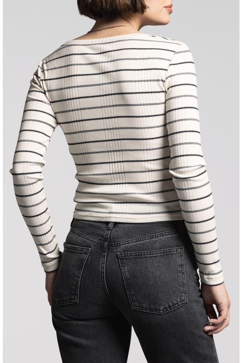 Renata Stripe Scoop Neck Cotton Blend Top, Alternate, color, IVORY ST3005