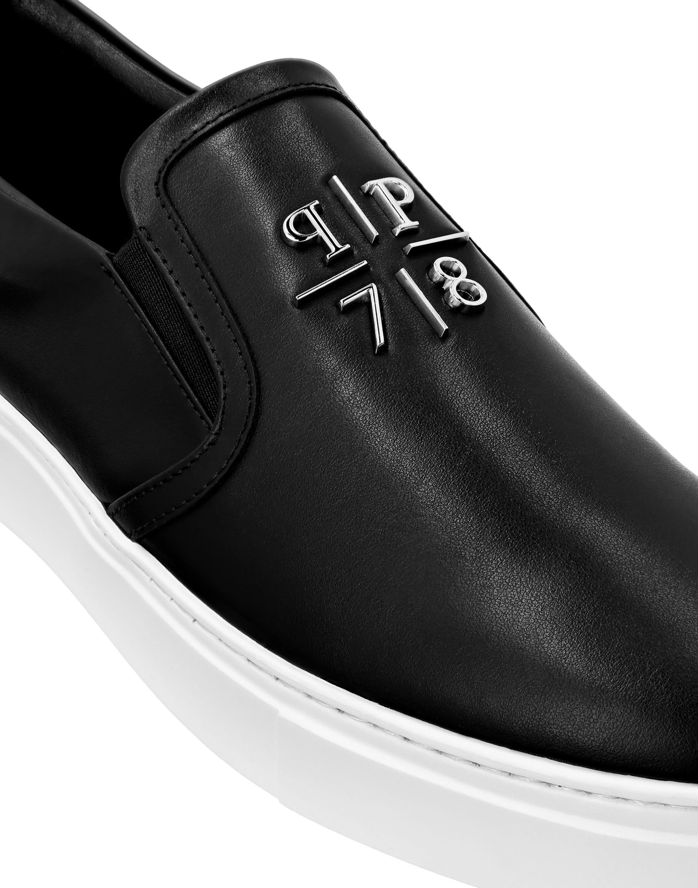 Nappa Leather Slip On Triangle Unisex, Alternate, color, black