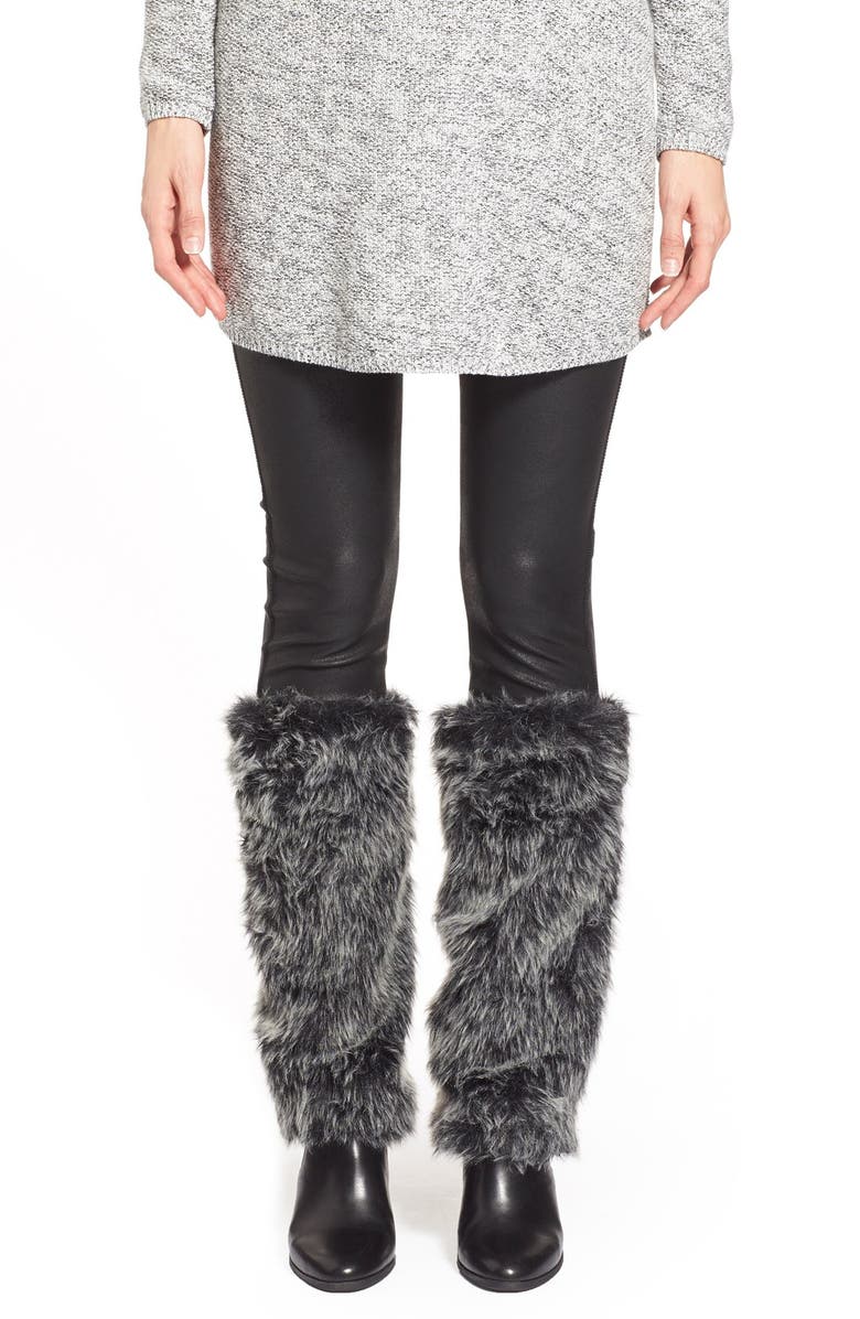 Hue Faux Fur Leg Warmers, Main, color,