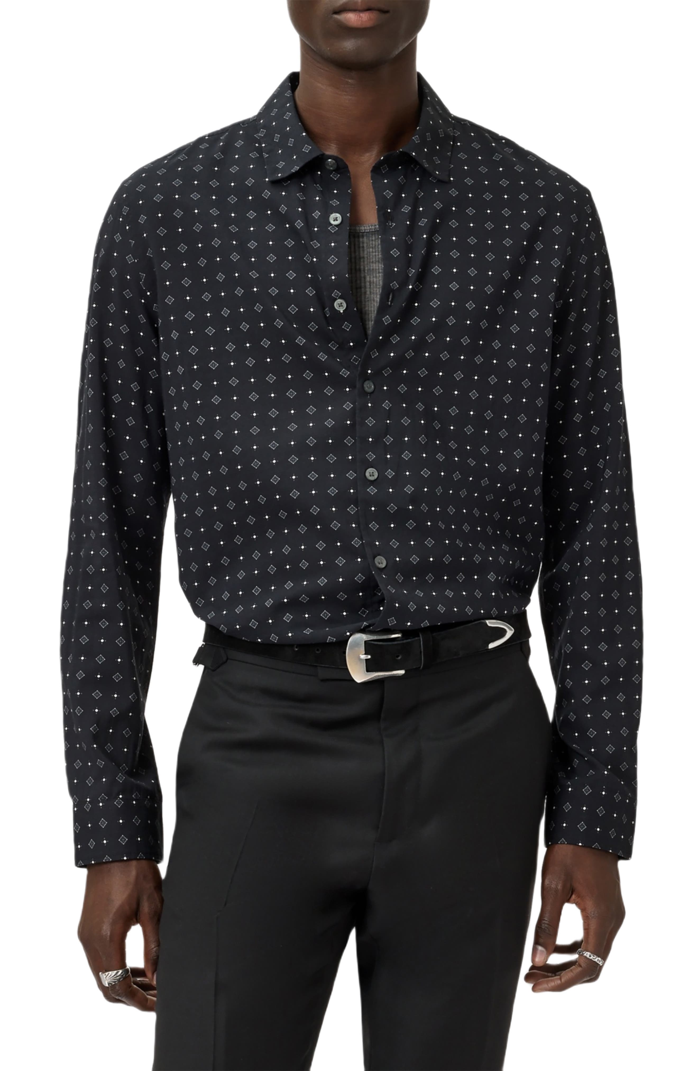John Varvatos Luca Geometric Button-Up Shirt