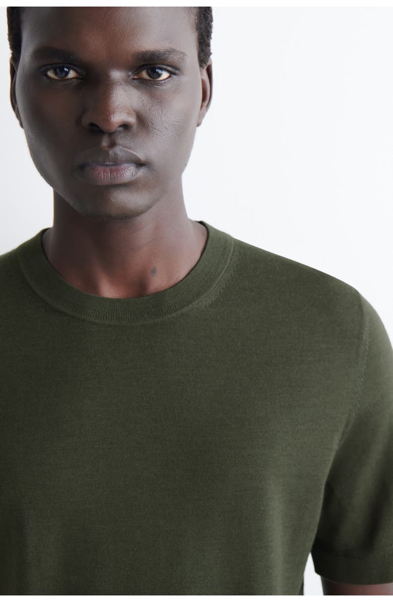 COS Merino Wool Knitted T-Shirt, Alternate, color, Dark Khaki