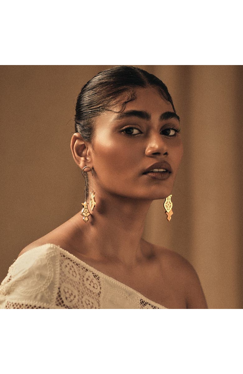 Dhwani Bansal Hamsa Earrings, Alternate, color, Gold Plated