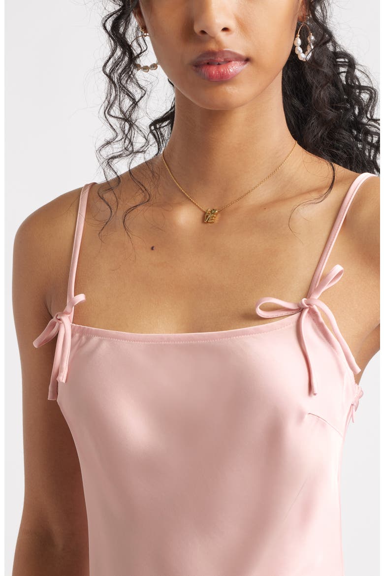 Bow Strap Satin Mini Slipdress, Alternate, color, PINK PRIMROSE