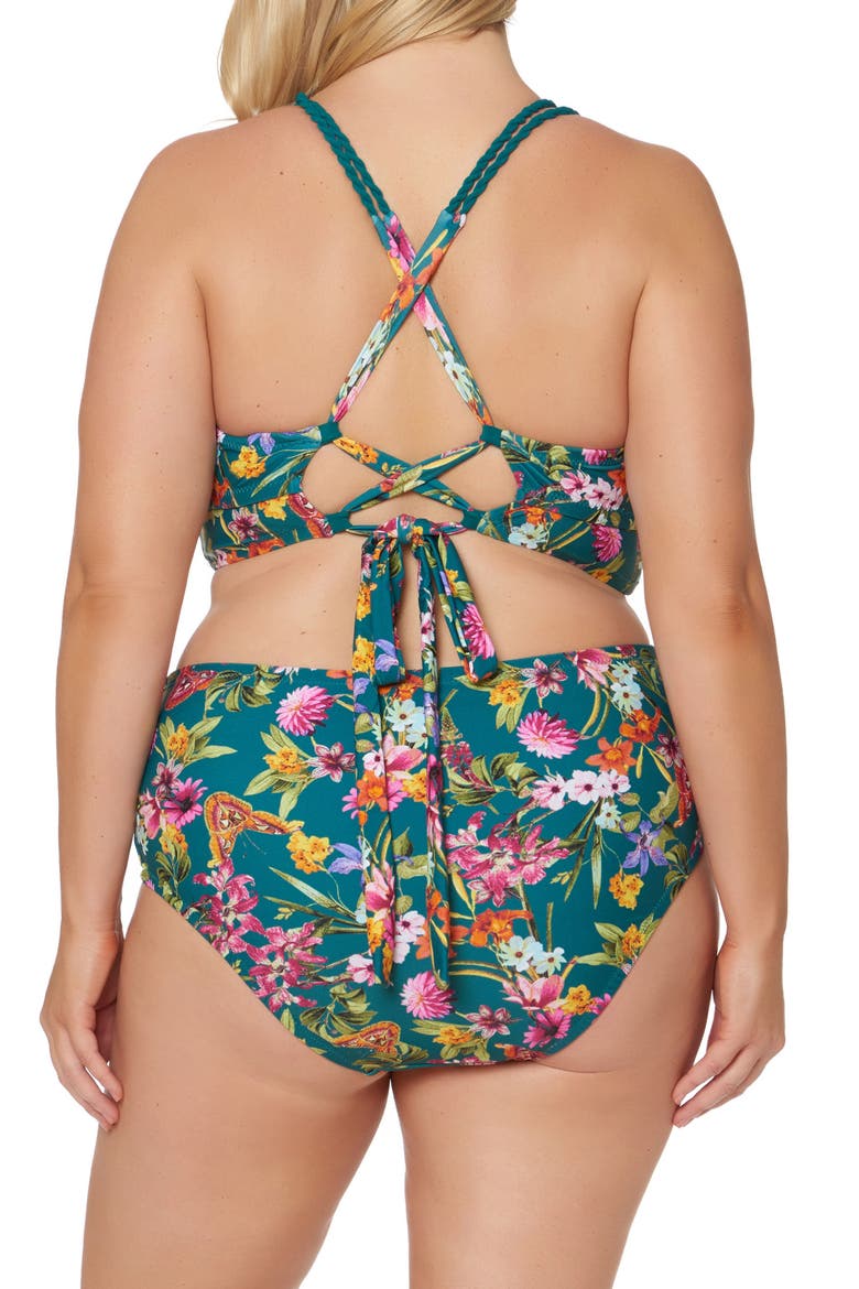 Floral Print Bikini Top, Alternate, color, PINE