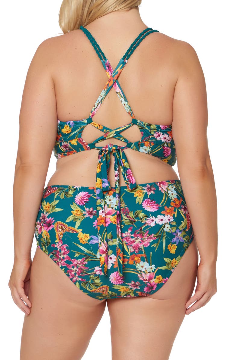 Jessica Simpson Floral Print Bikini Top, Alternate, color,